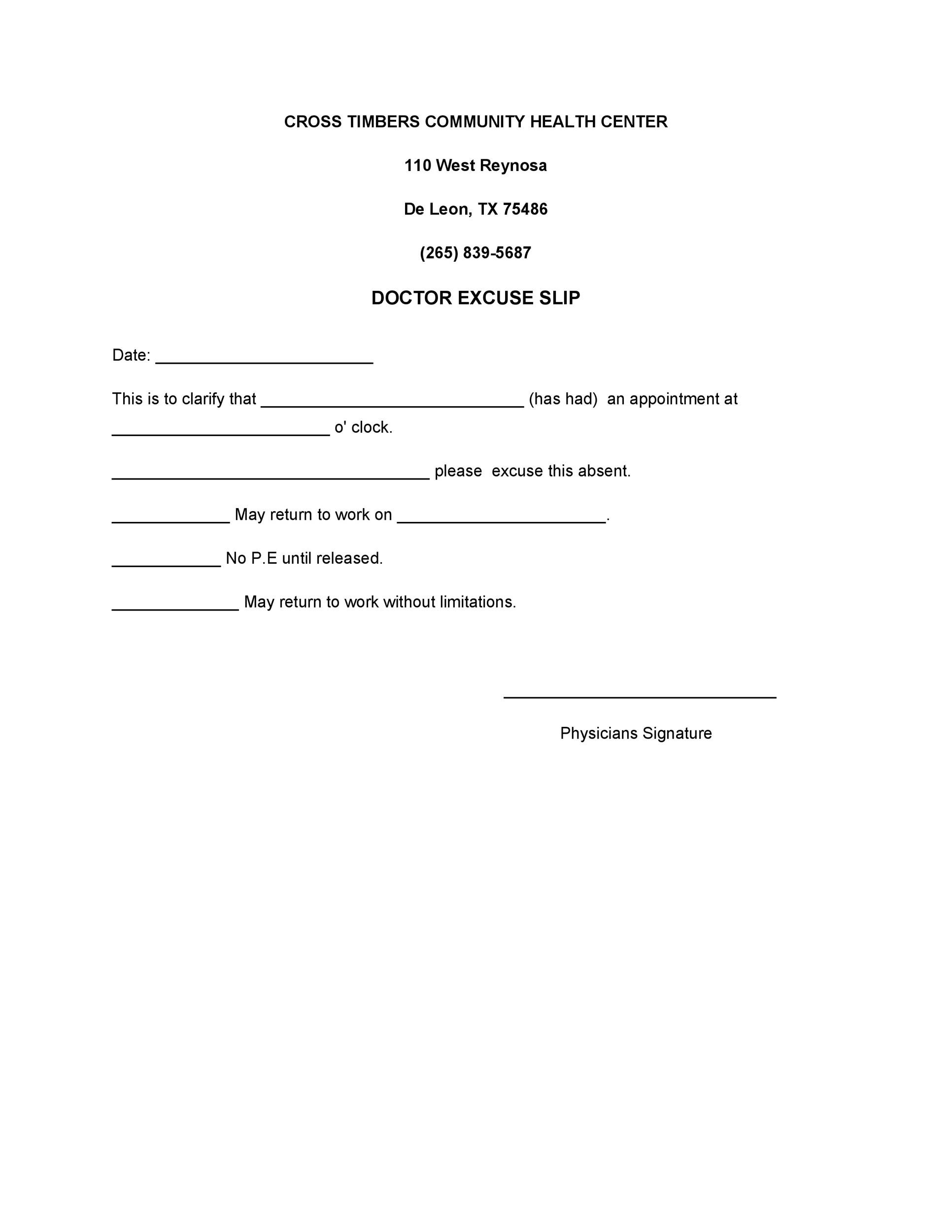 Printable Dr Note