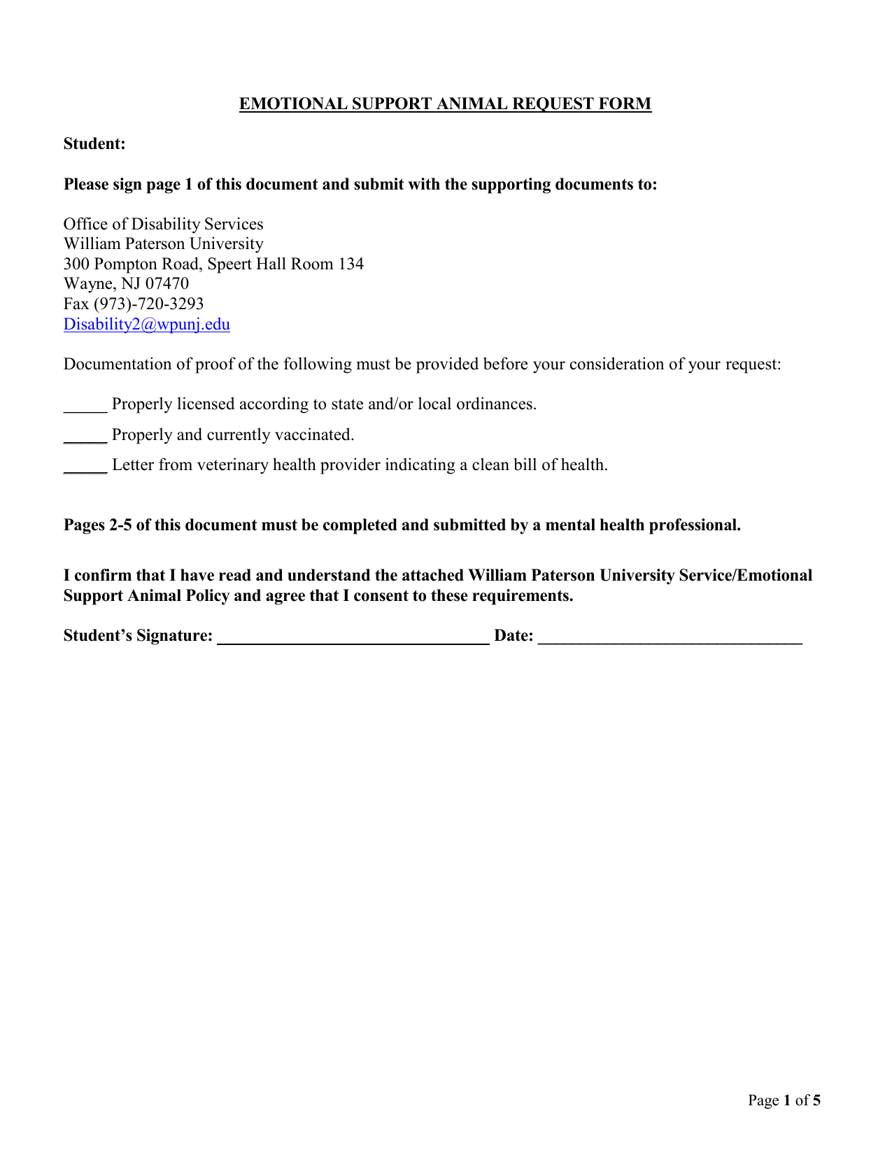 Printable Emotional Support Animal Letter