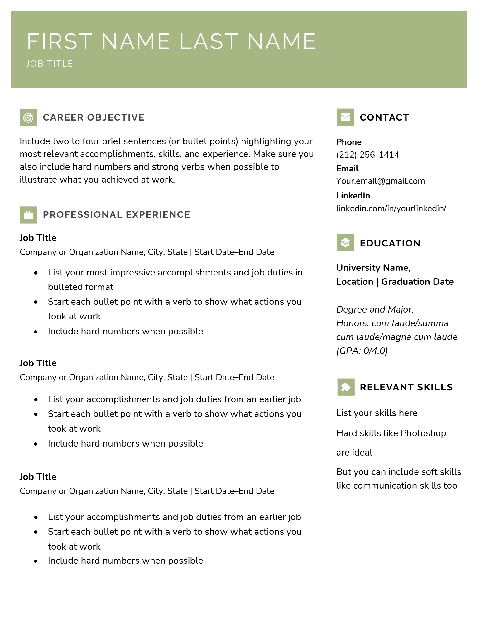 Printable Fillable Blank Resume Template Prntbl