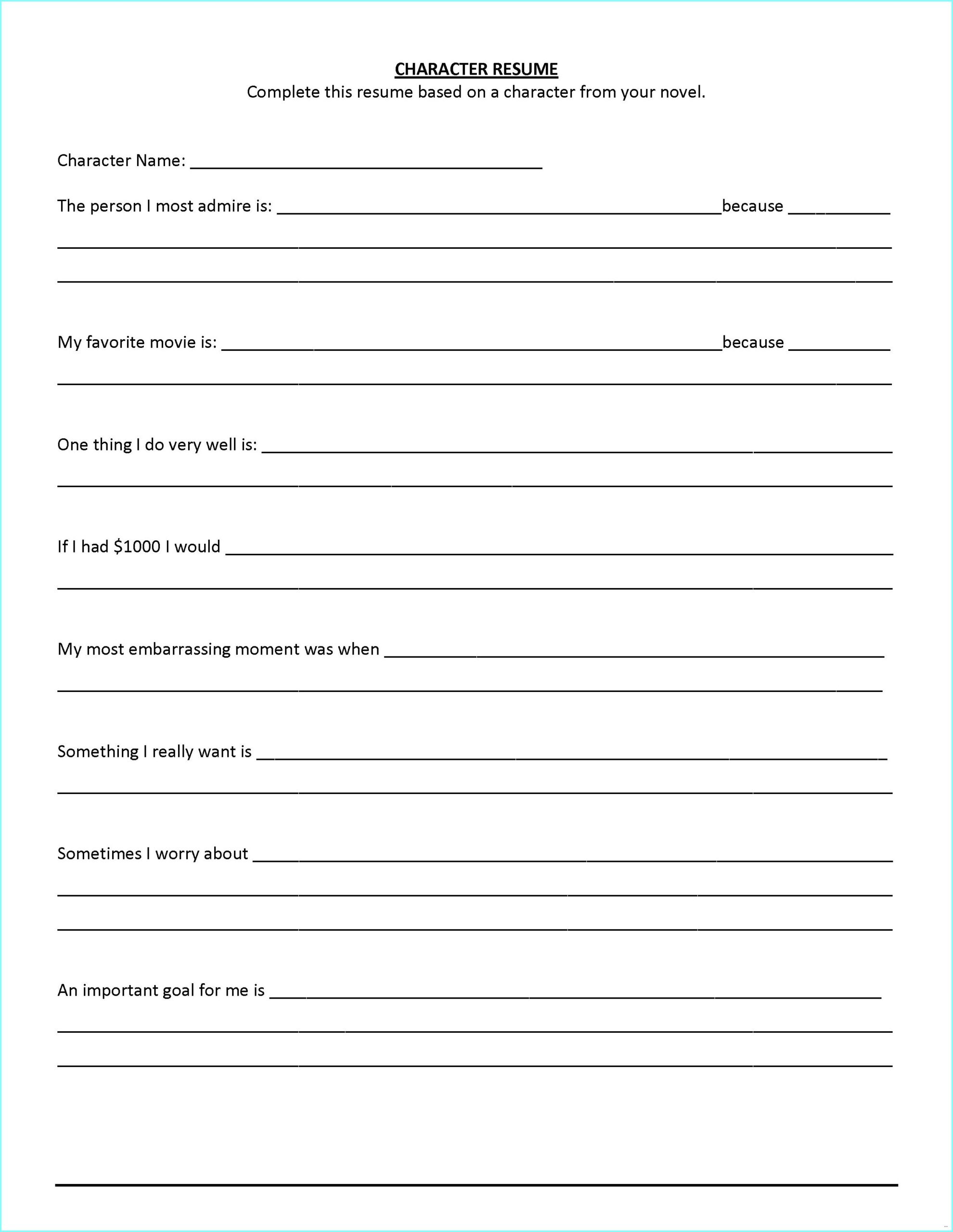 Printable Fillable Blank Resume Template