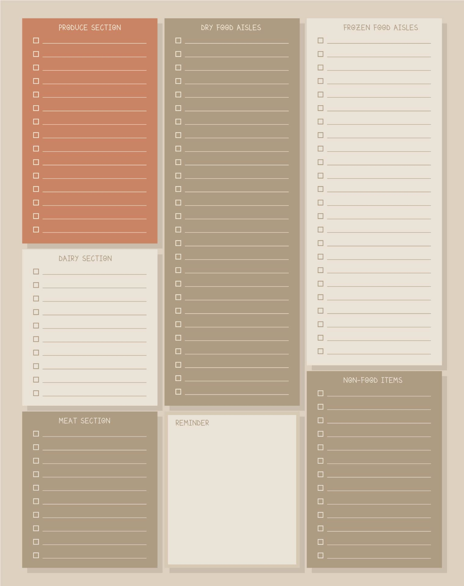 Printable Fillable Grocery List Free