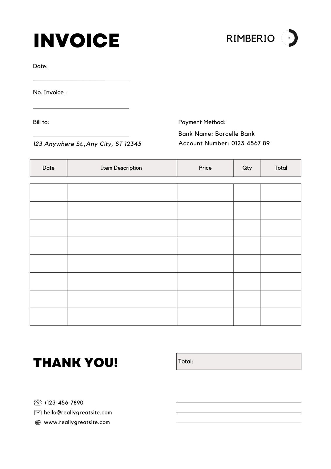 Blank Invoice Templates Free