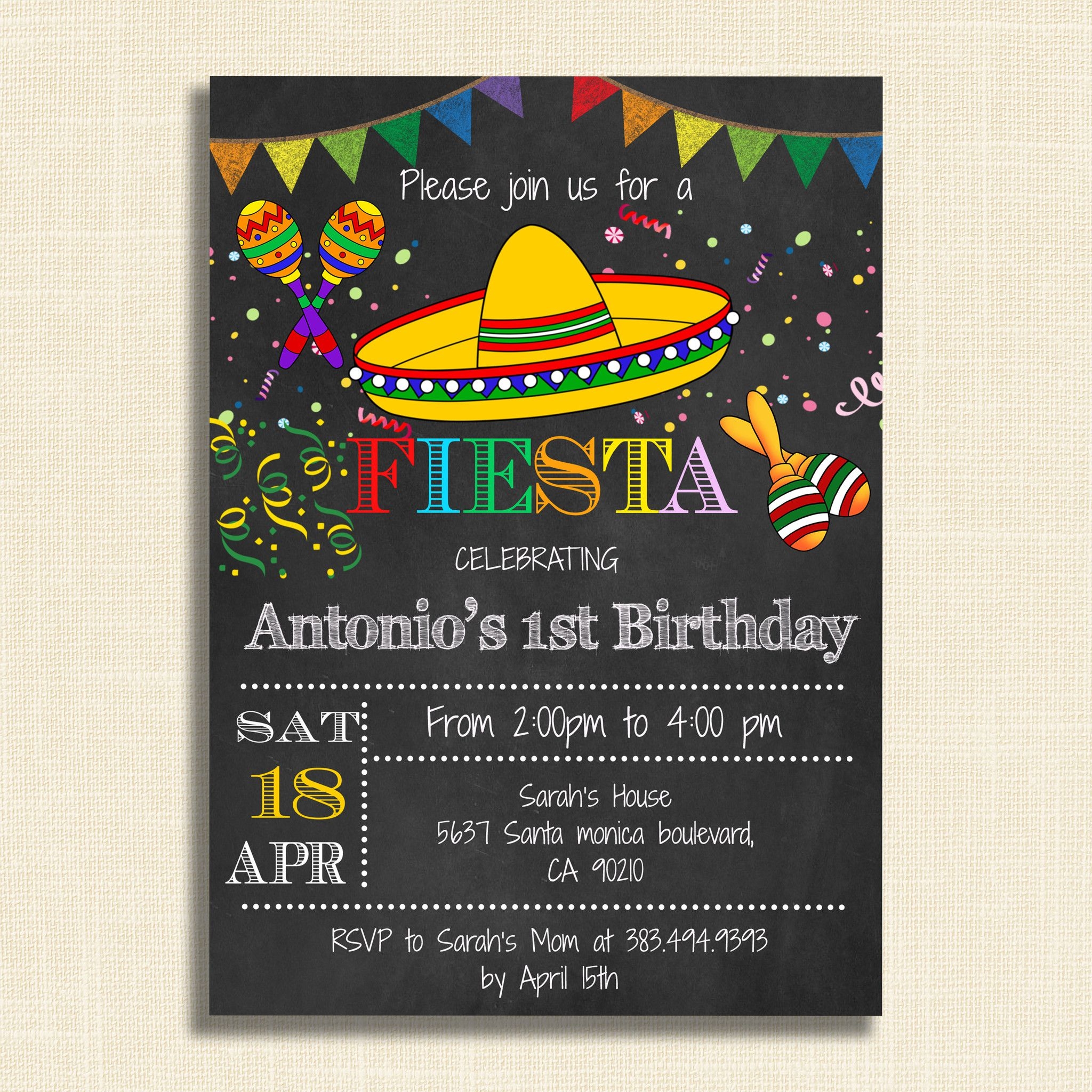 Printable Mexican Fiesta Party Invitations DIY Party Invitation