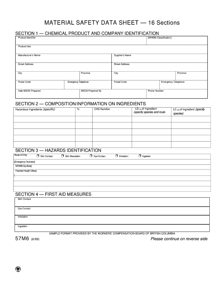 Printable Msds Sheets