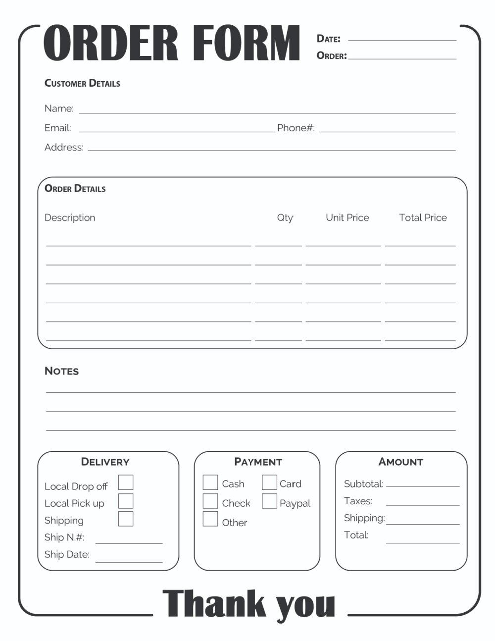 Printable Order Form Templates Printable Forms Free Online