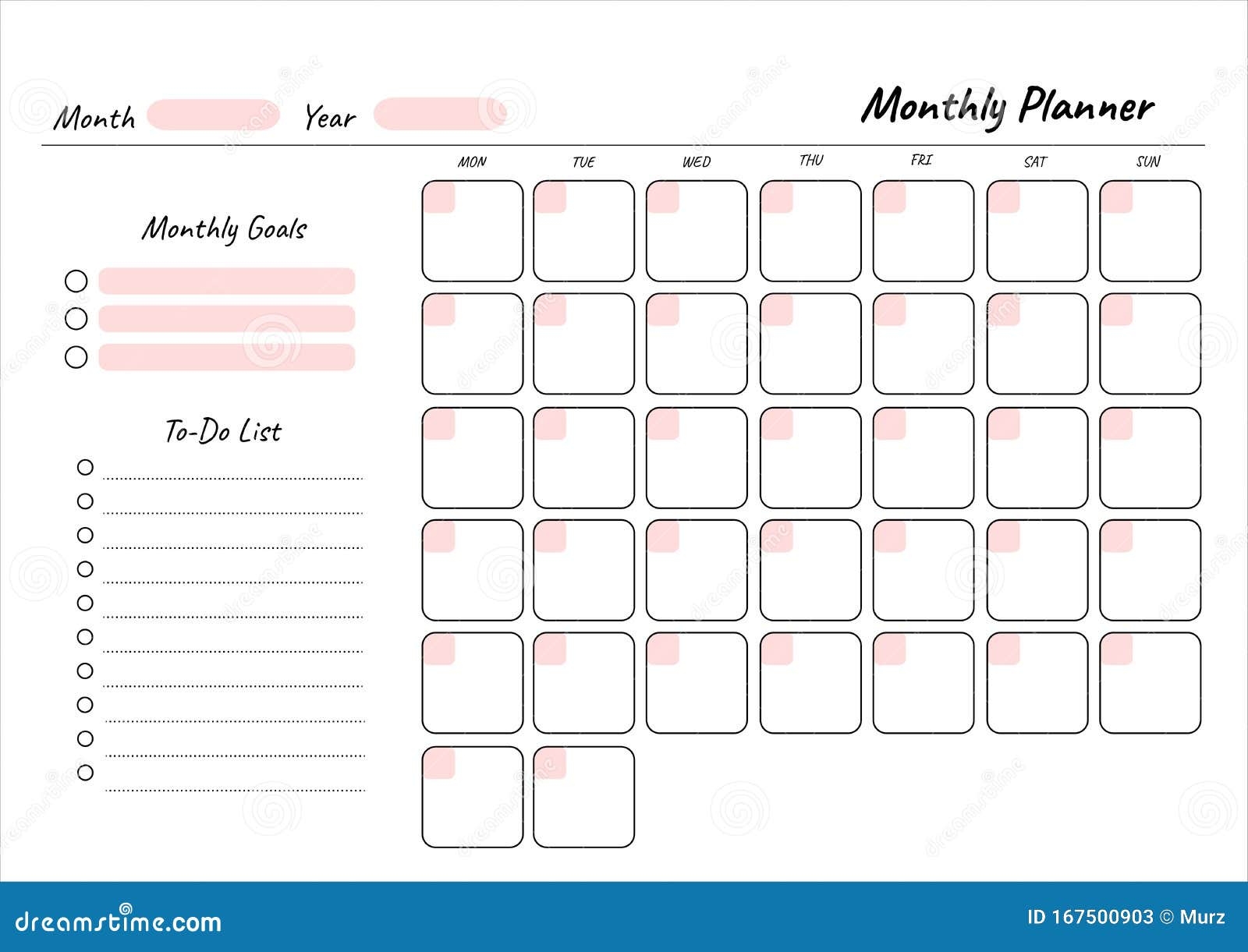 Printable Planner Template Vector Illustration CartoonDealer