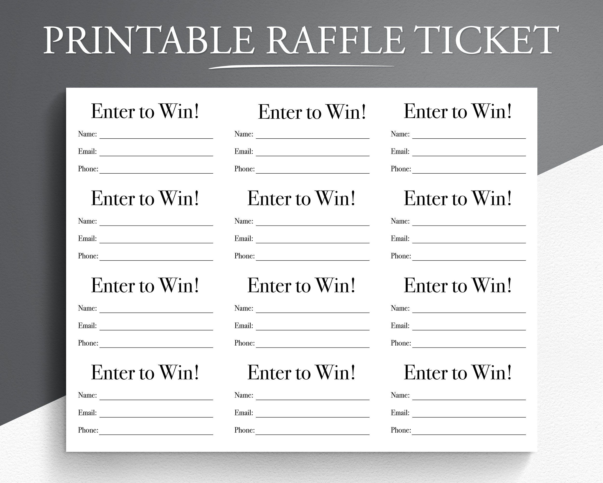 Printable Raffle Ticket Enter To Win Printable Ticket Worksheets