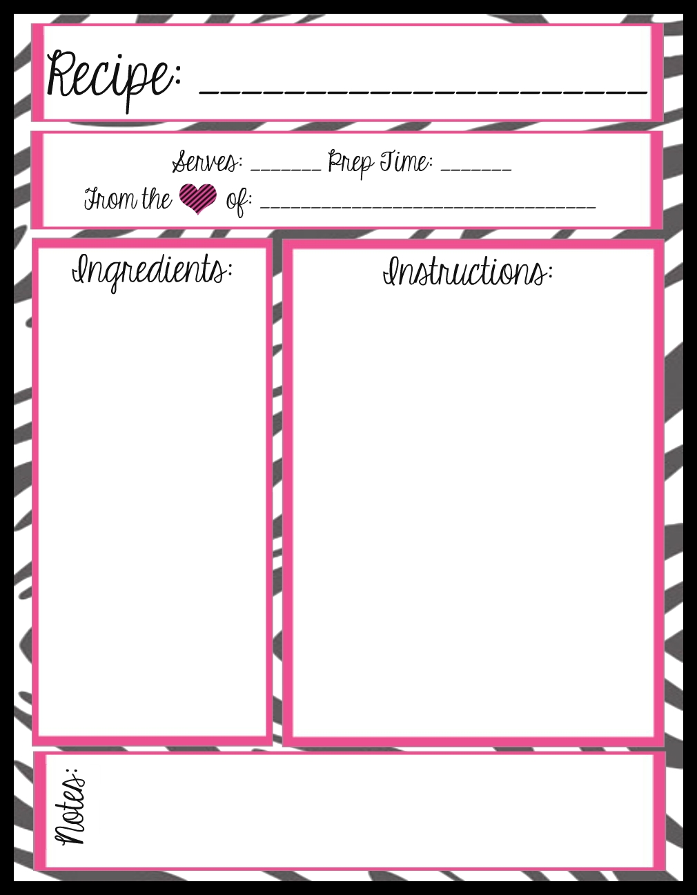 Printable Recipe Book Cover Template