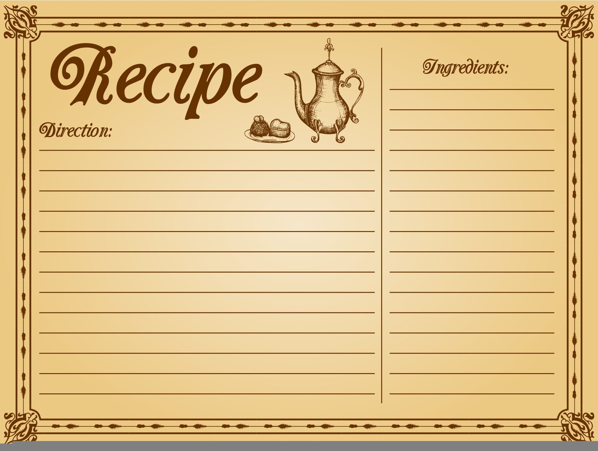 Printable Recipe Cards Template Free Free Printable Card