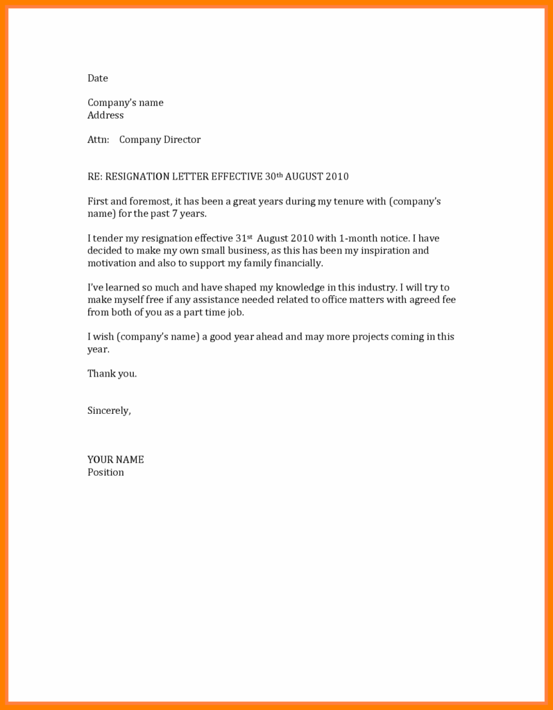 Printable Resignation Letter Template Farrah Printable