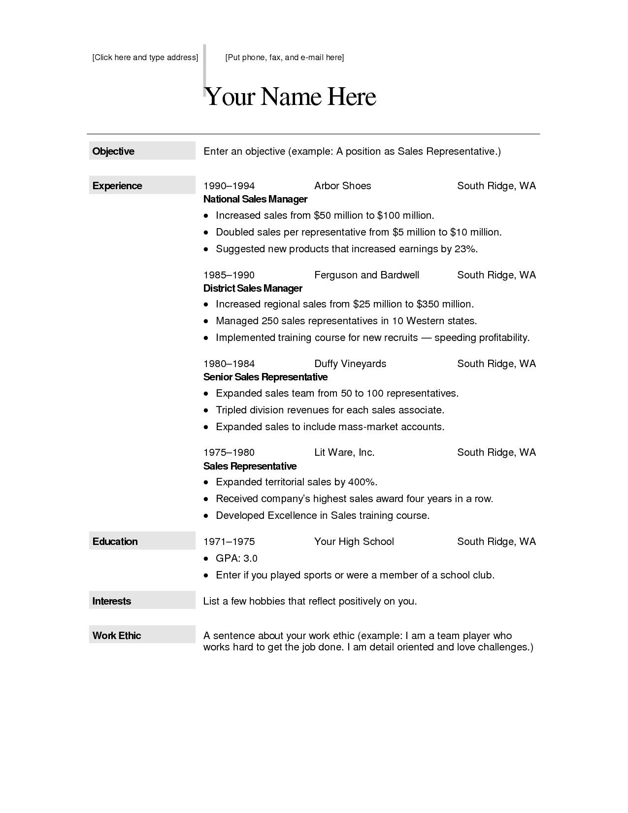 Printable Resume Examples Printable Word Searches