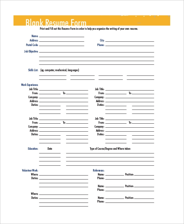 Printable Resume Samples DocTemplates