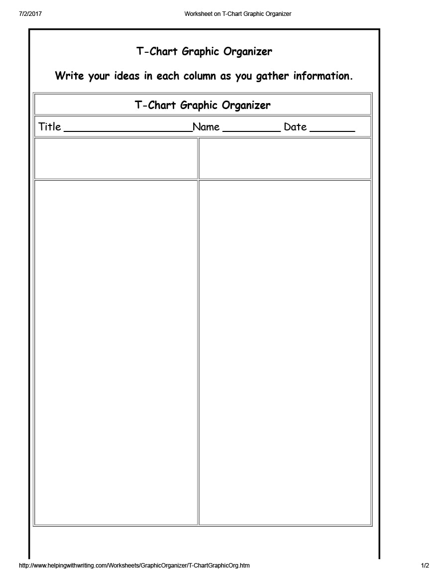 Blank T Chart Templates