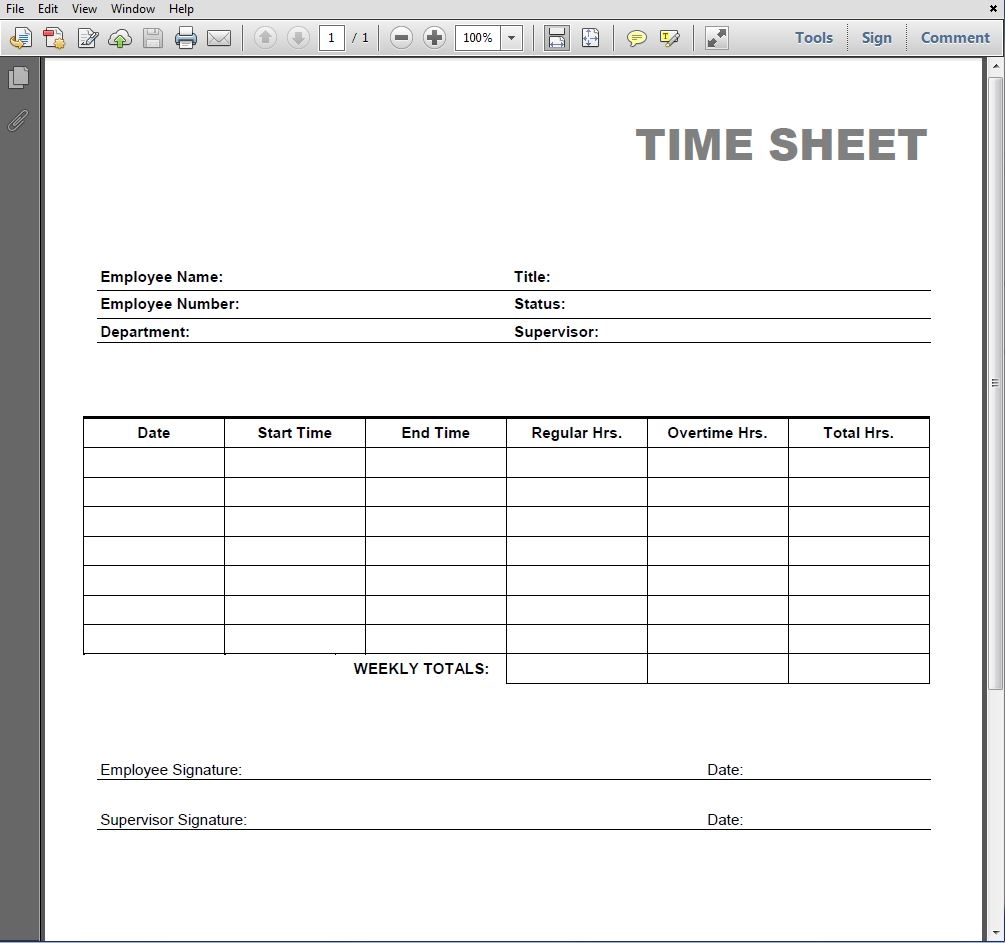 Printable Time Card