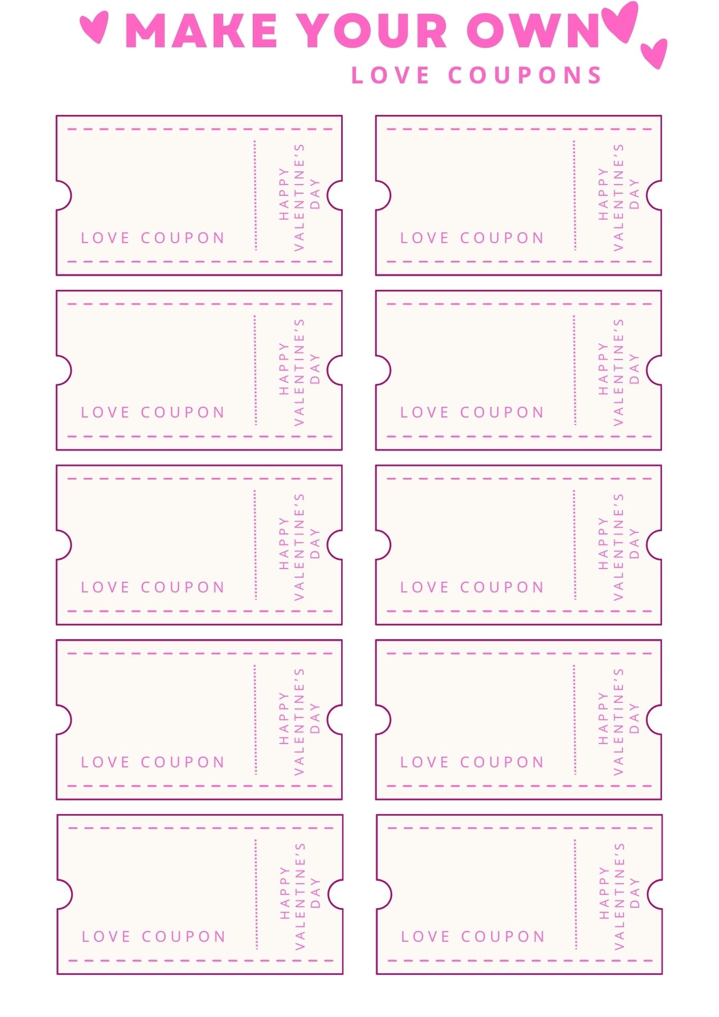 Printable Valentine S Day Coupons Blank Templates Printables Hub