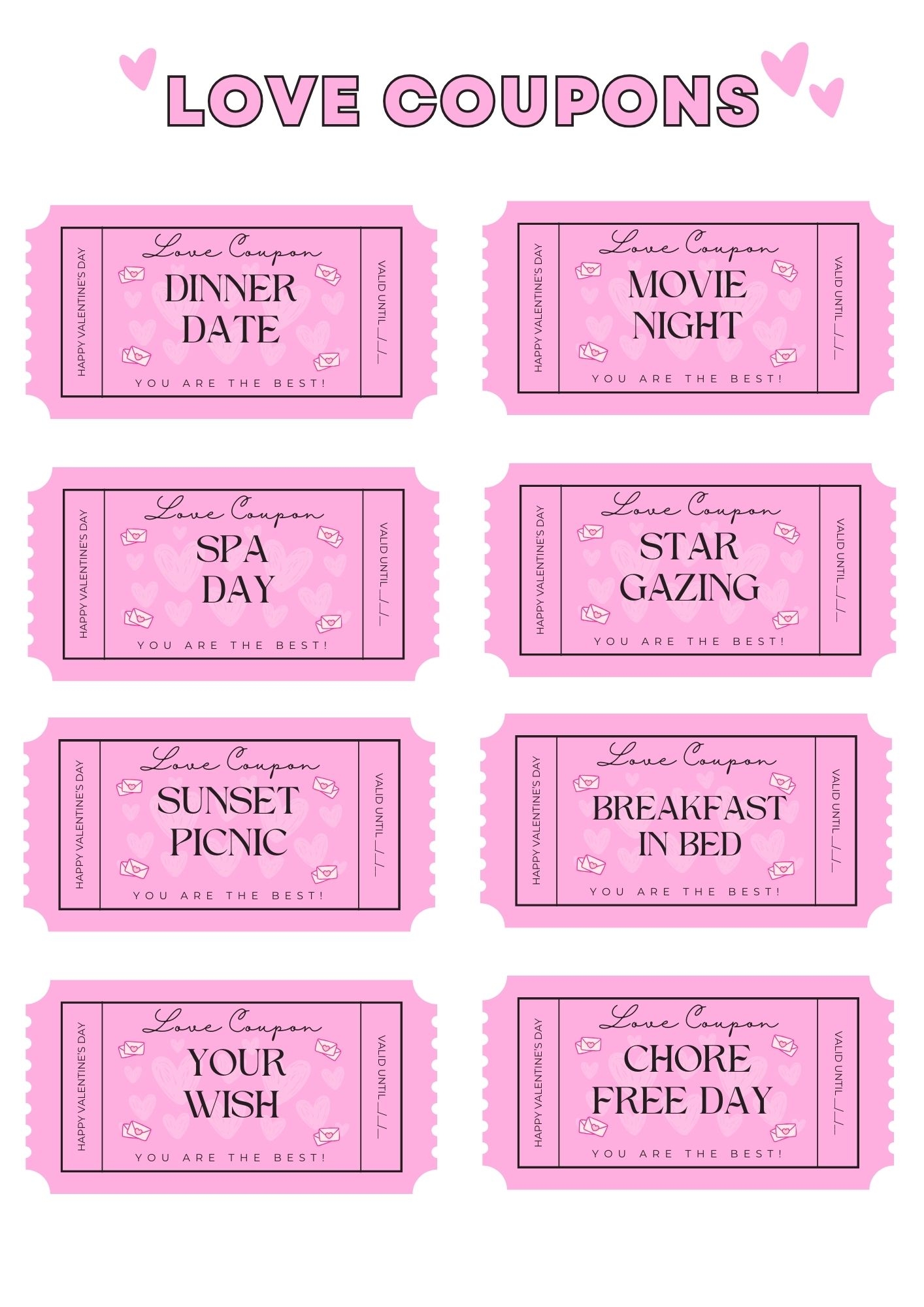 Printable Valentine S Day Coupons Blank Templates Printables Hub