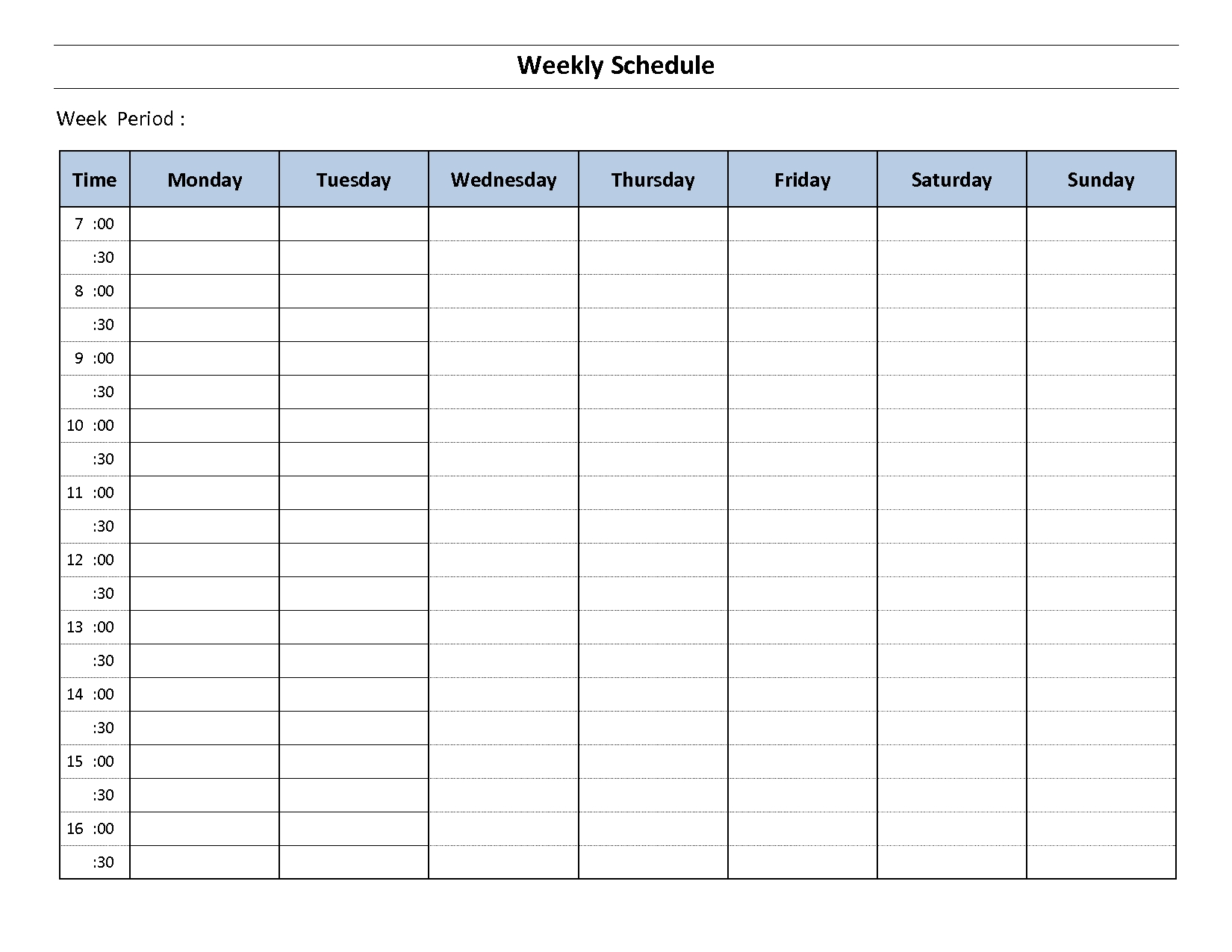 Printable Weekly Calendar Monday To Sunday Template Calendar Design