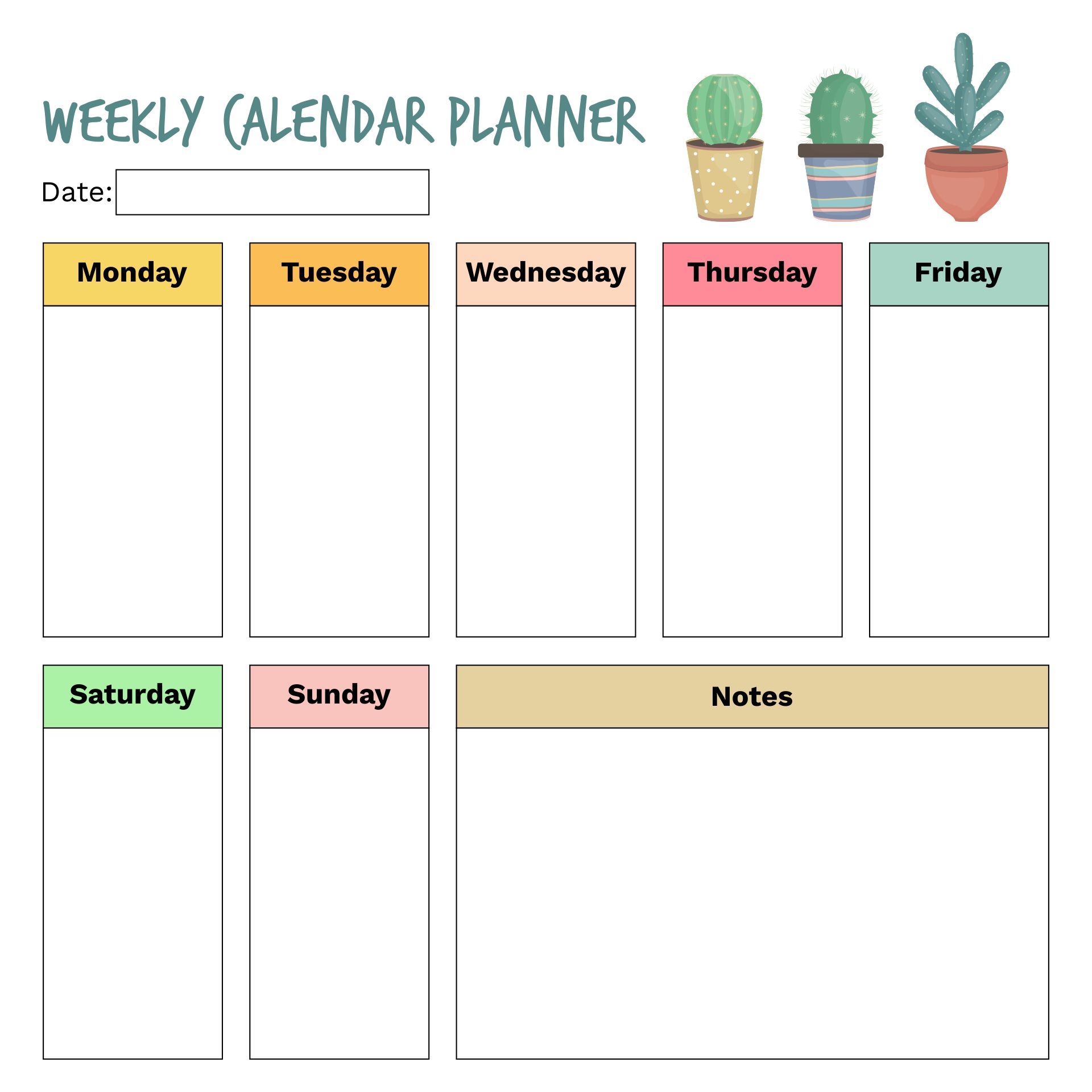 Printable Weekly Schedule Planner