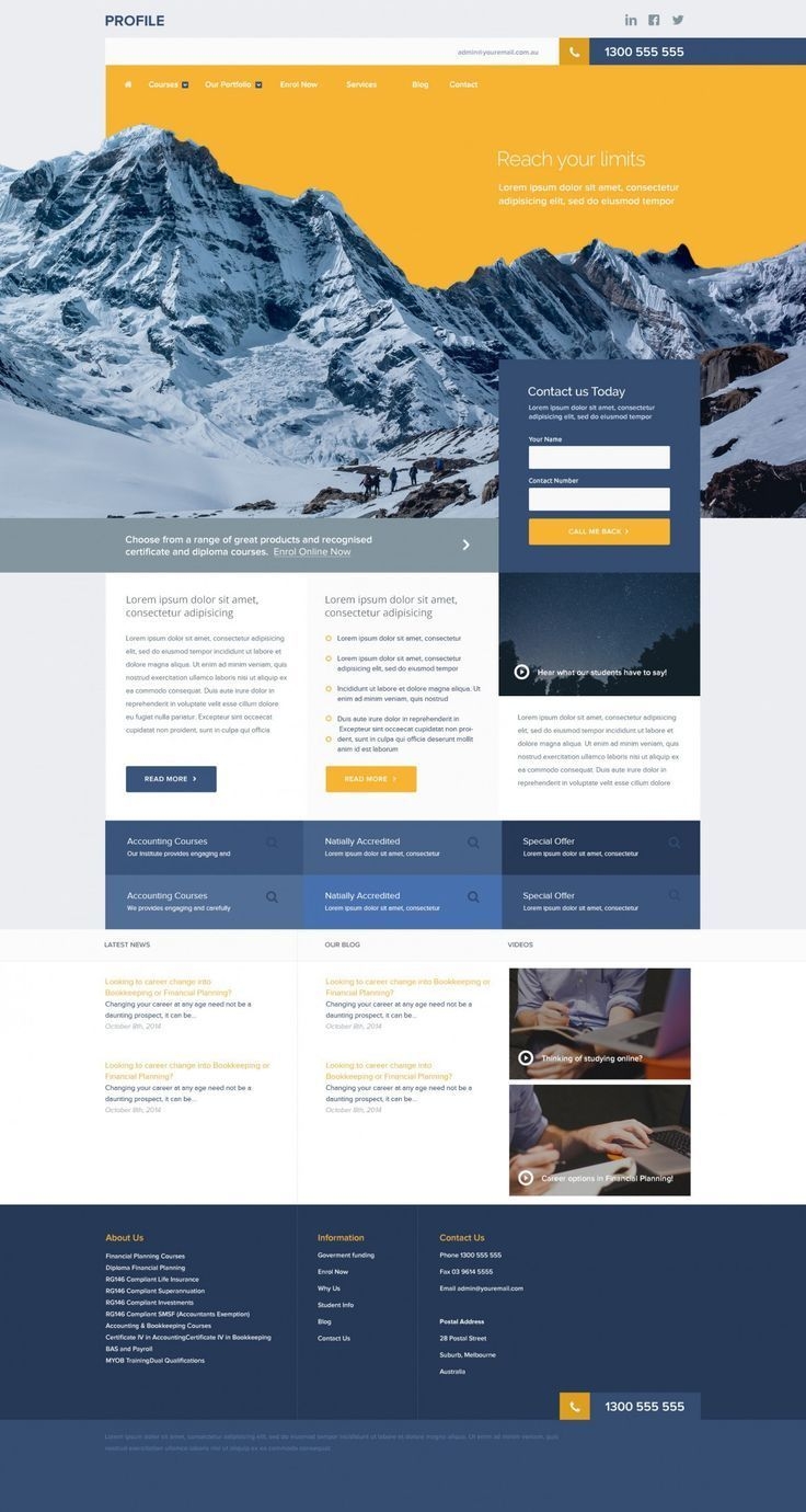 Profile A Free Website Template Flat Free Layout PSD 
