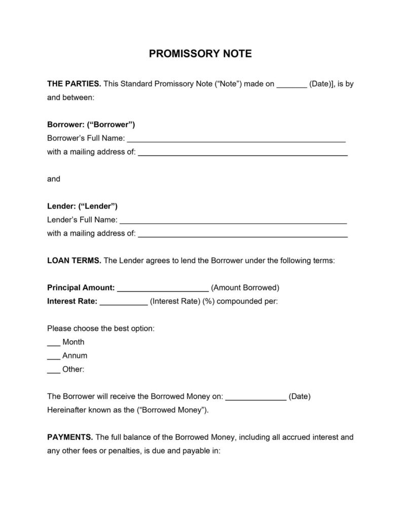Promissory Note Template