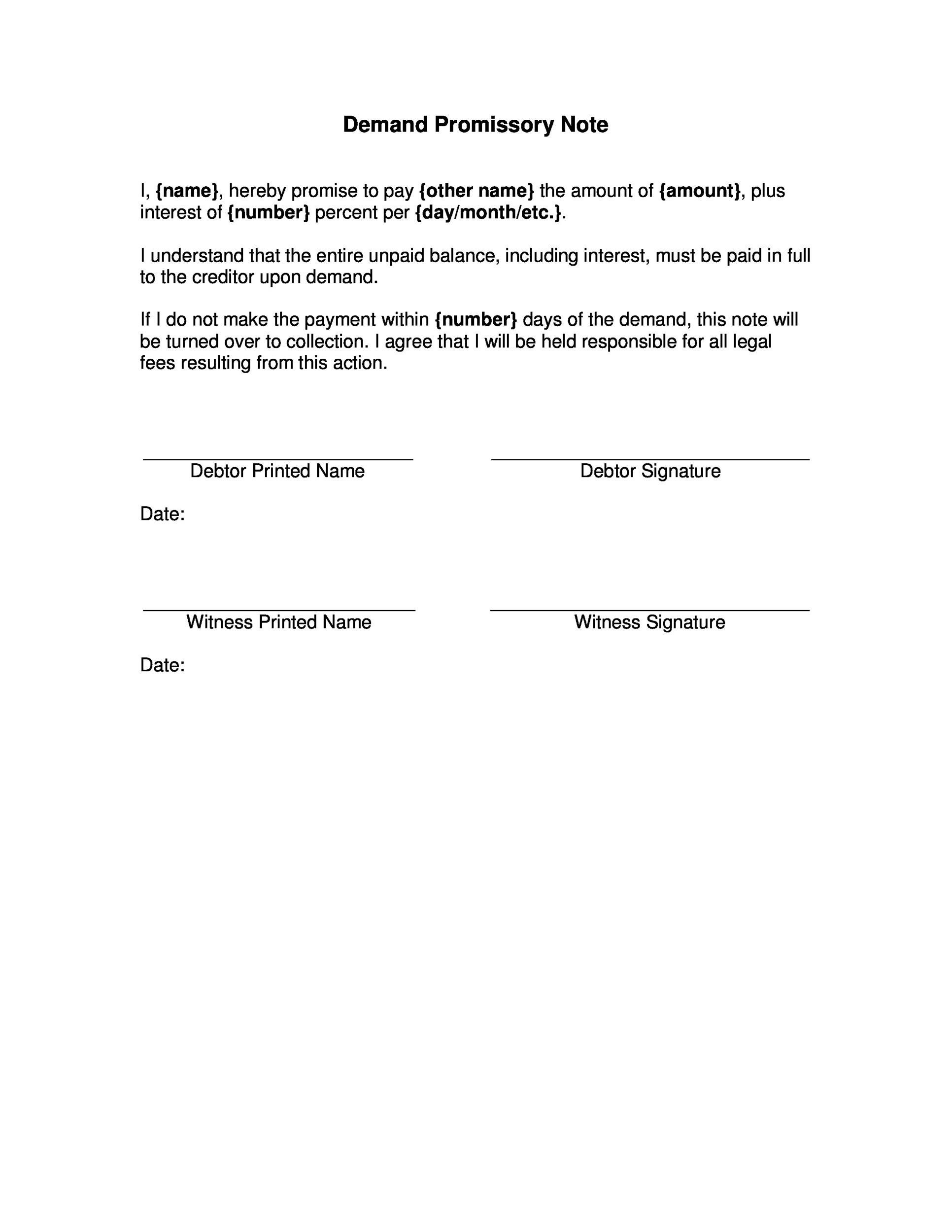 Promissory Note Template Free Download Creative Design Templates
