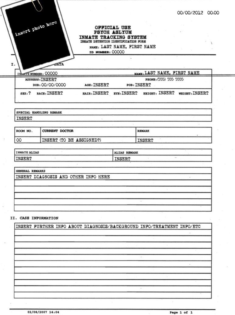 Psych Asylum Patient File By AlleyCat042 On DeviantArt Insane Asylum