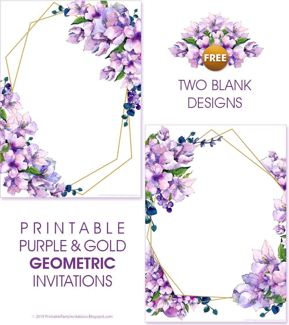 Blank Purple Invitation Templates