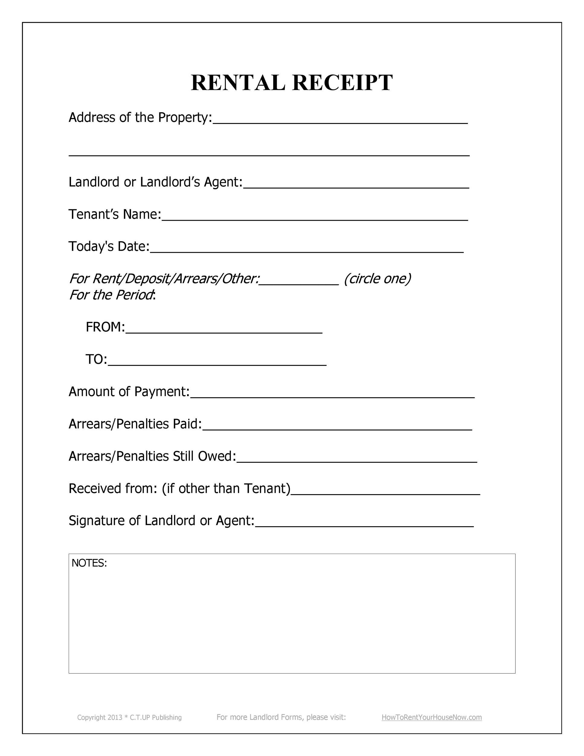 Sample Rent Receipt