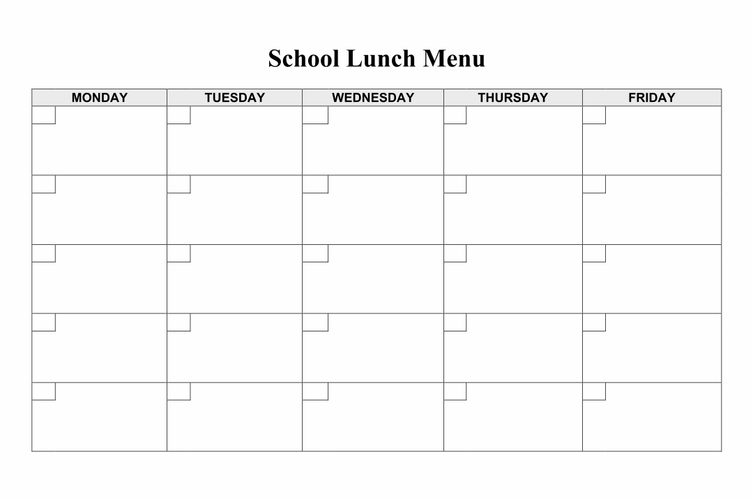 School Lunch Menu Template Printable Daycare Lunch Menu School Menu