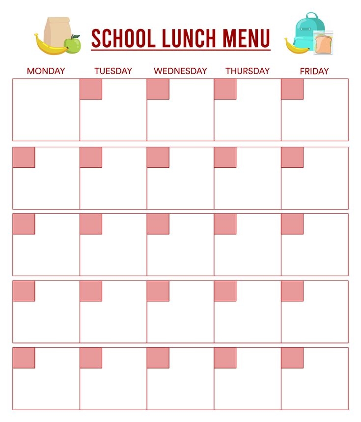 Blank Lunch Menu Templates