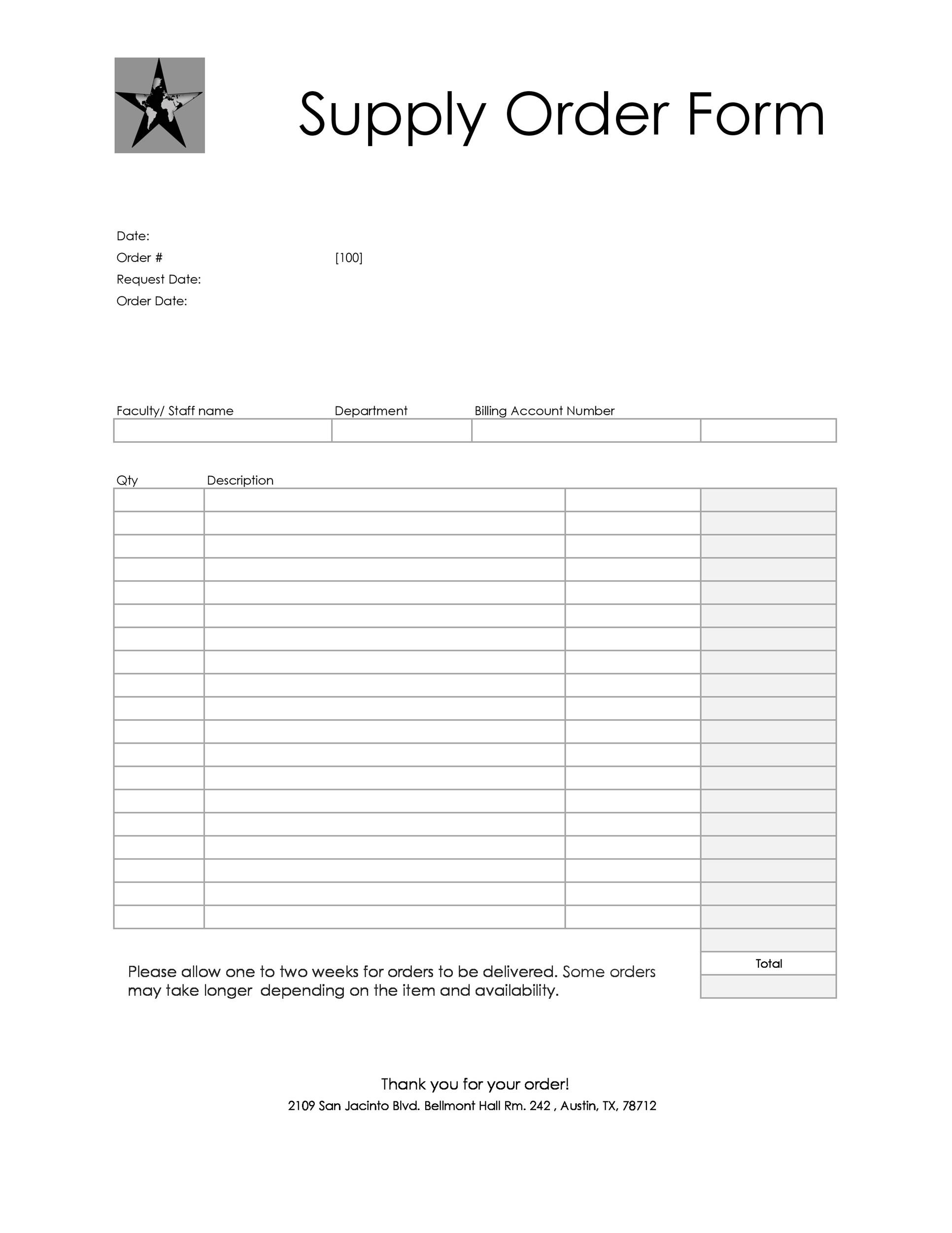 Service Order Form Template