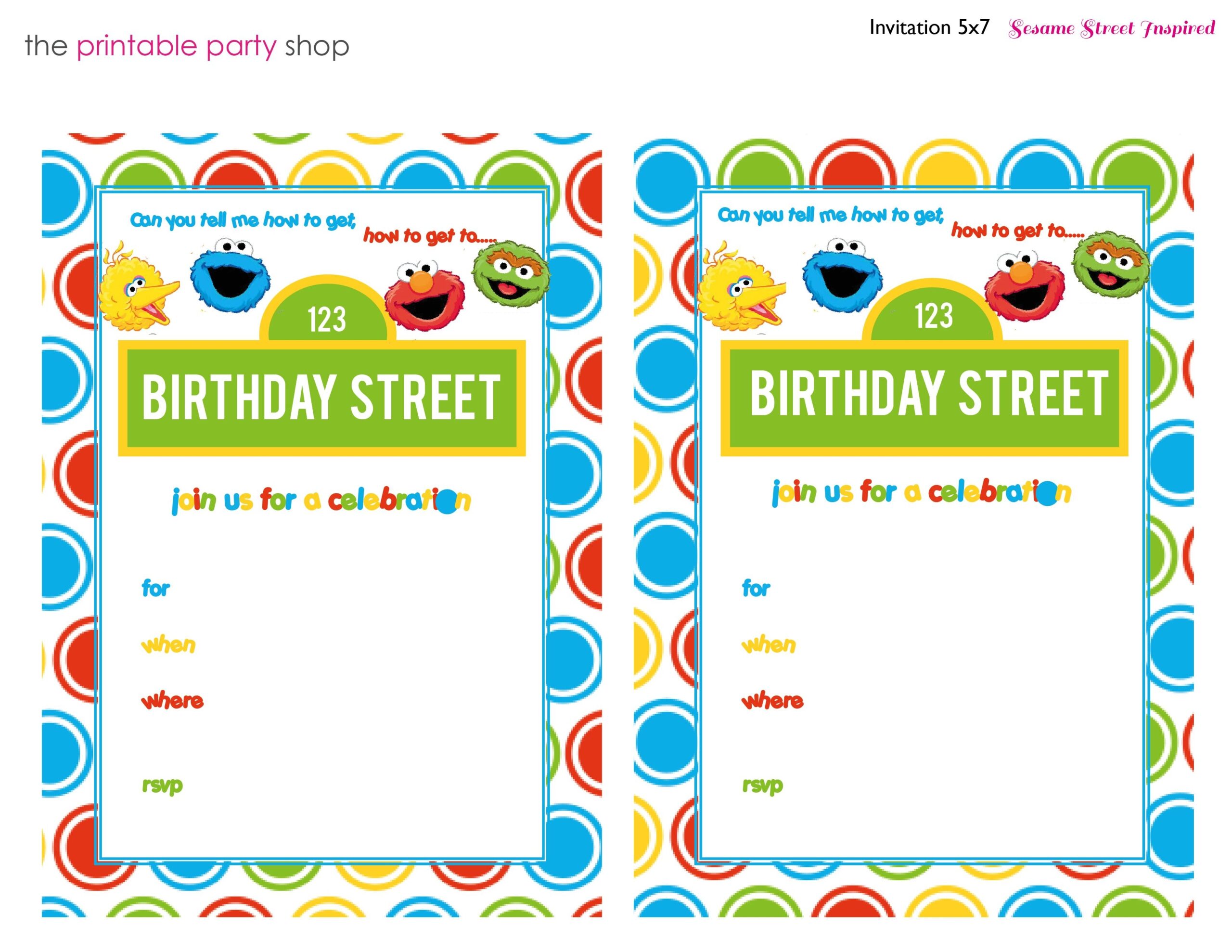 Sesame Street Invitation Free Printable Fill In The Blank Via W