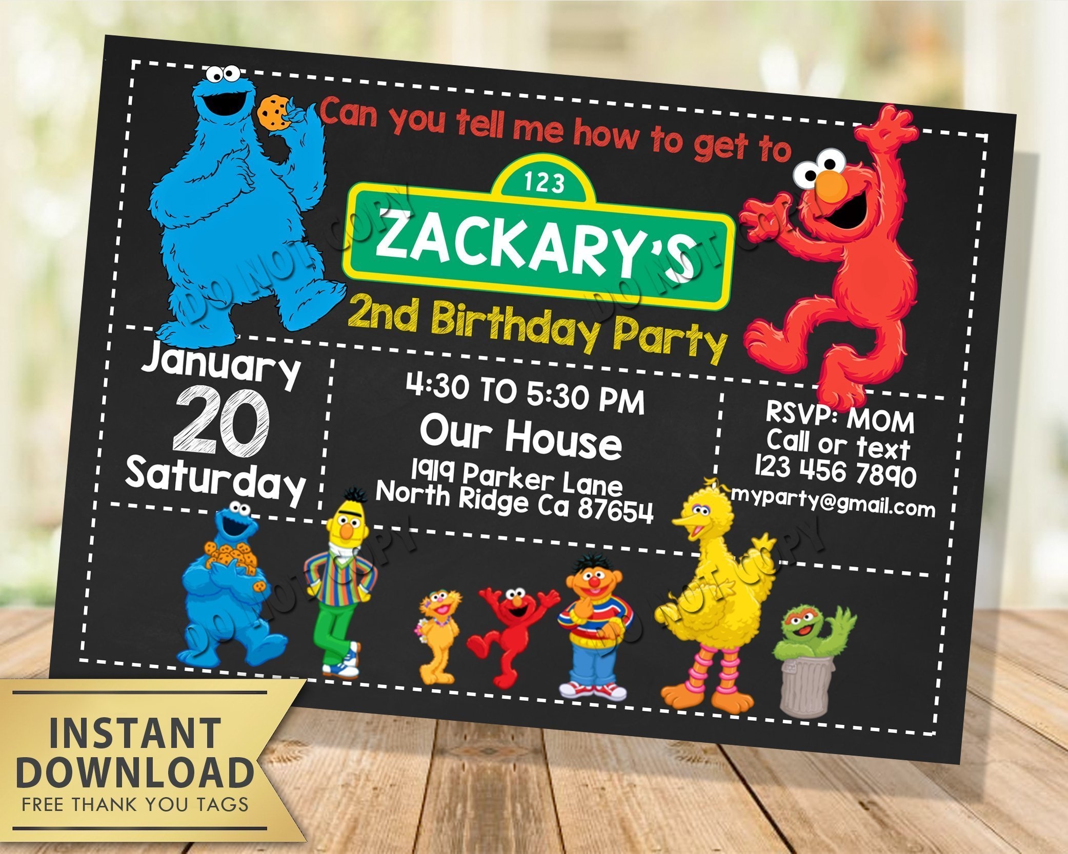 Sesame Street Invitation My Party Templates
