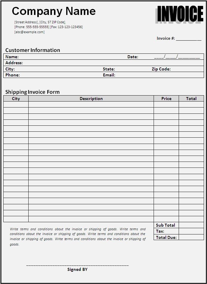Blank Trucking Invoice Templates