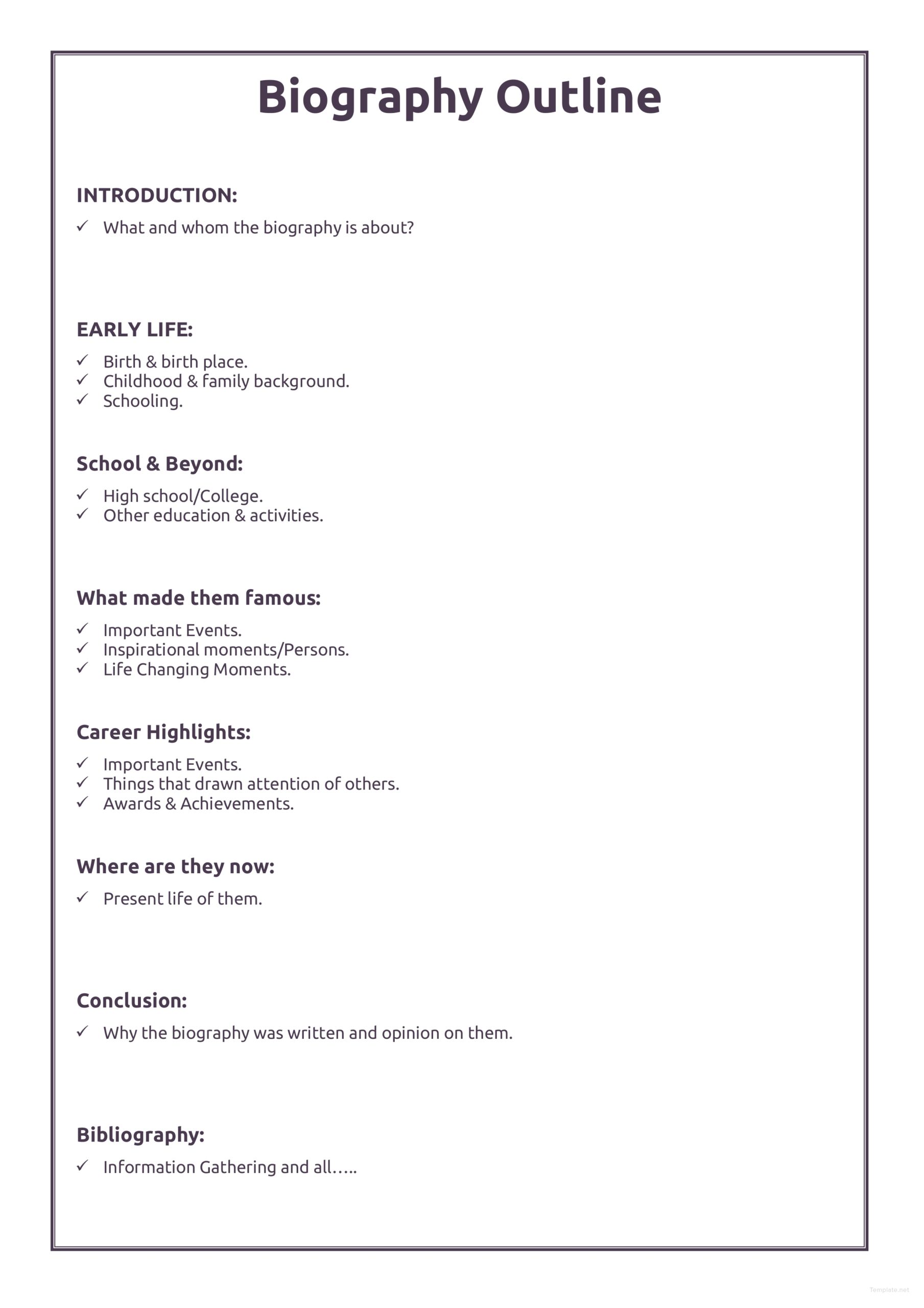 Short Character Bio Template