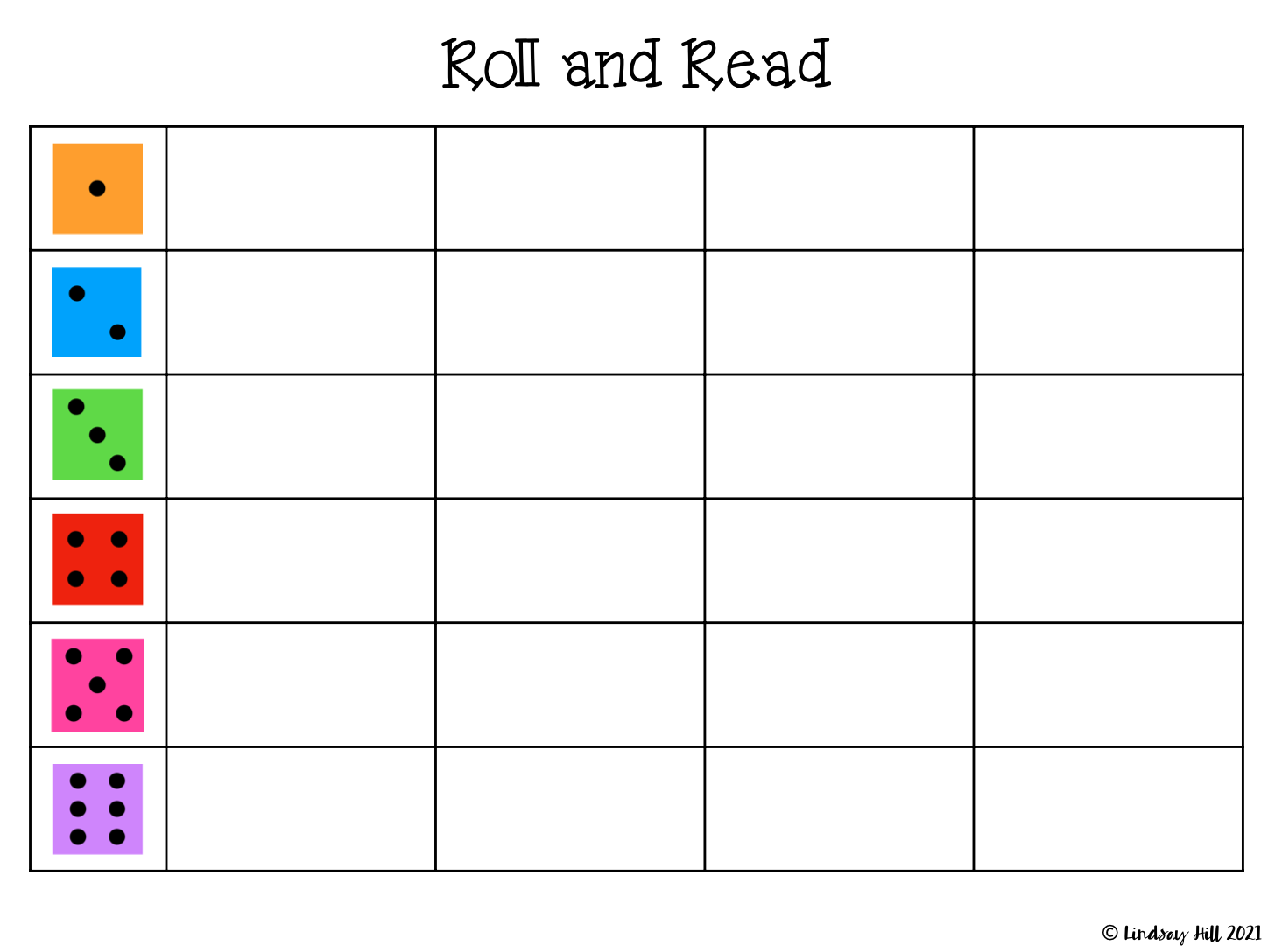 Sight Word Roll And Read Template Classful