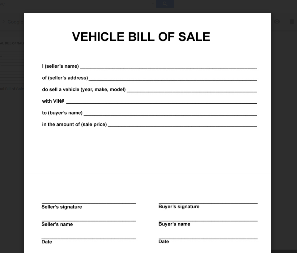 Simple Bill Of Sale For Golf Cart Bill Of Sale Template Printable