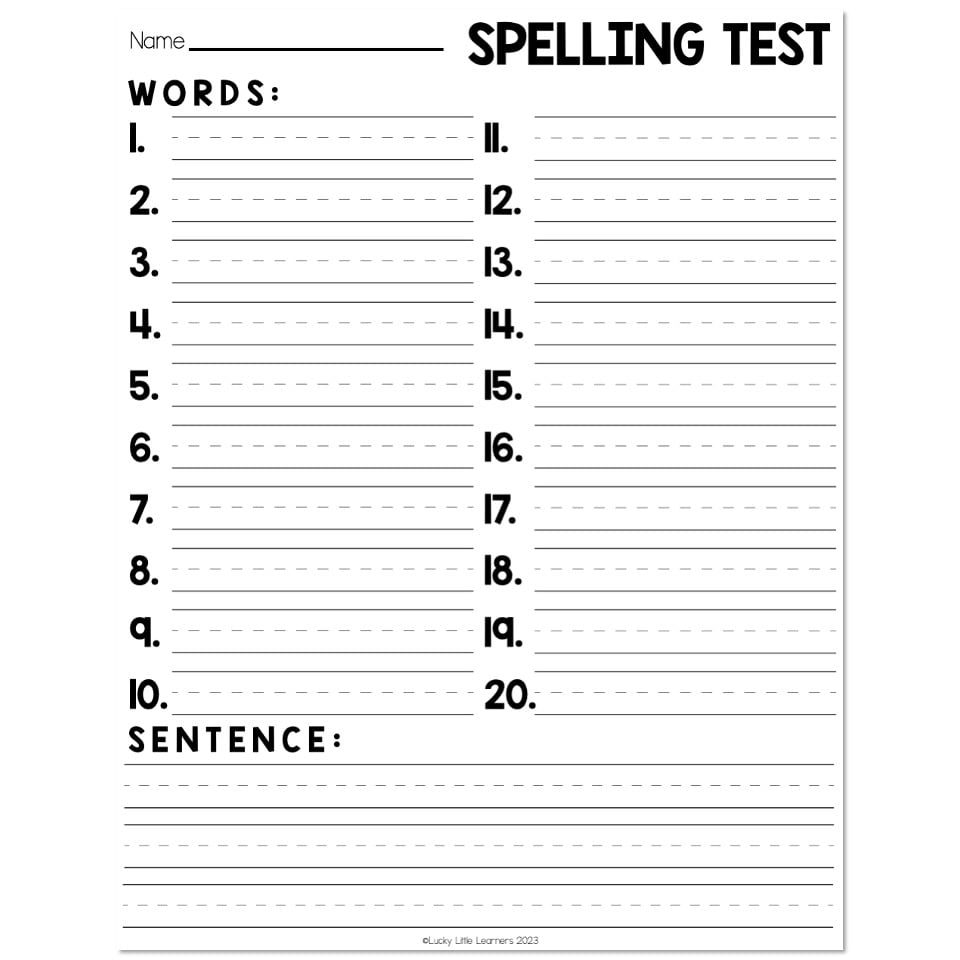 Spelling Sentences Template