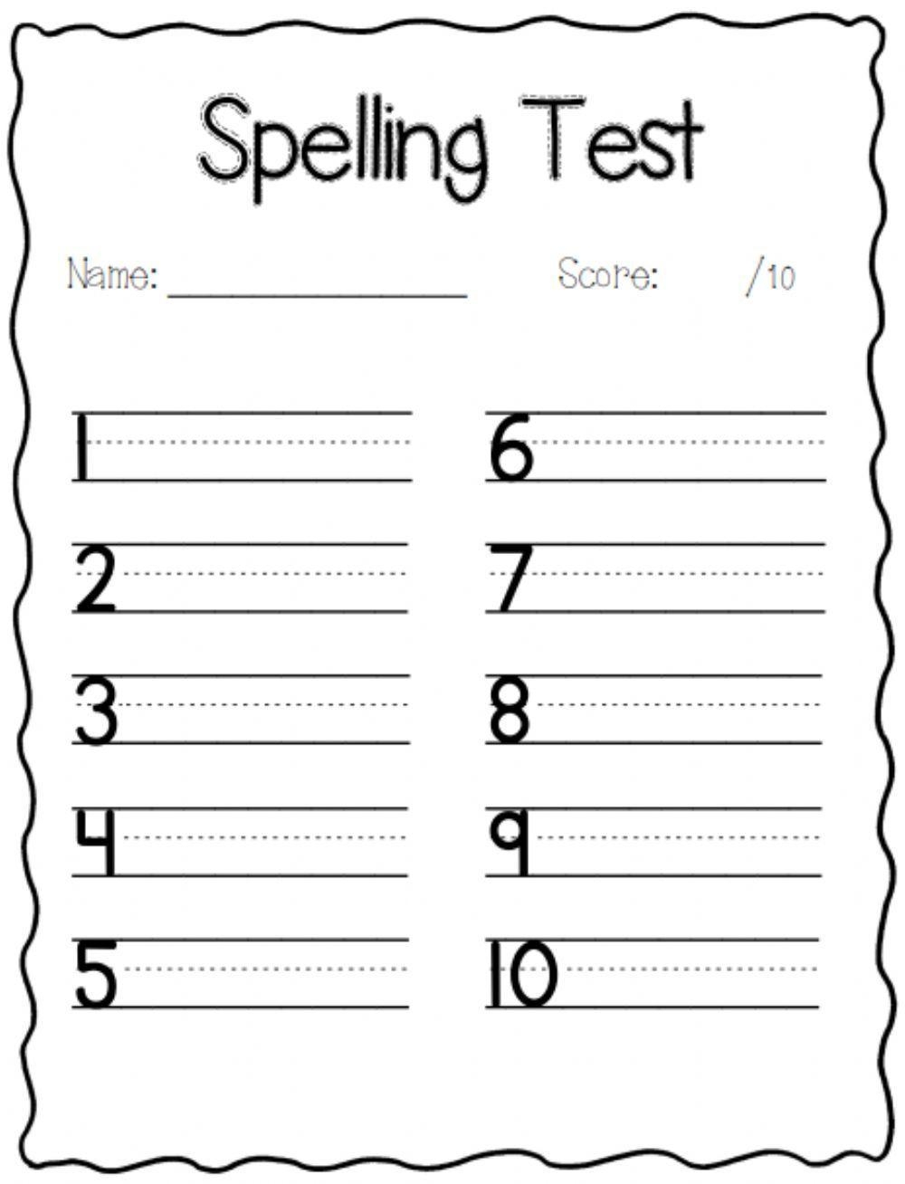 Spelling Test Template Worksheet Live Worksheets Worksheets Library