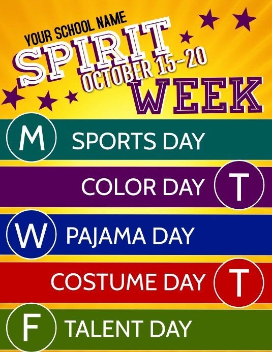 Spirit Week Flyer Template Unique Spirit Week Template Spirit Week