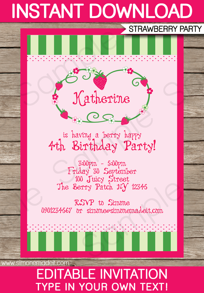 Strawberry Shortcake Invitation Templates Invitation Design Blog
