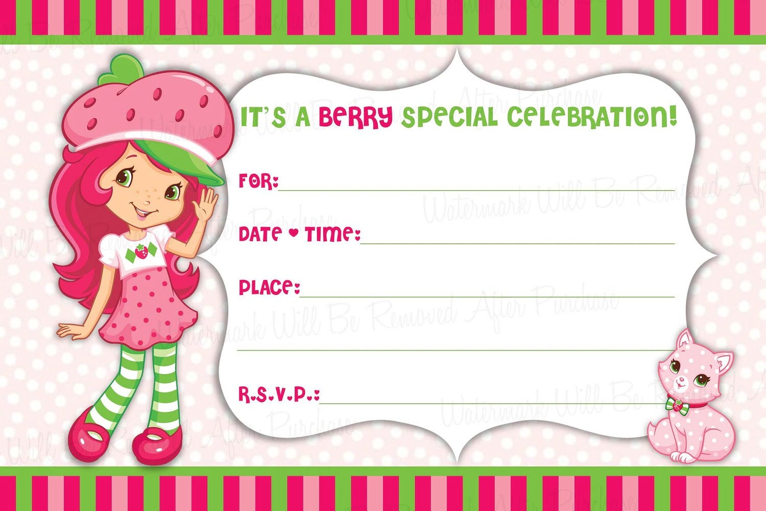 Strawberry Shortcake Invitations Printable Free