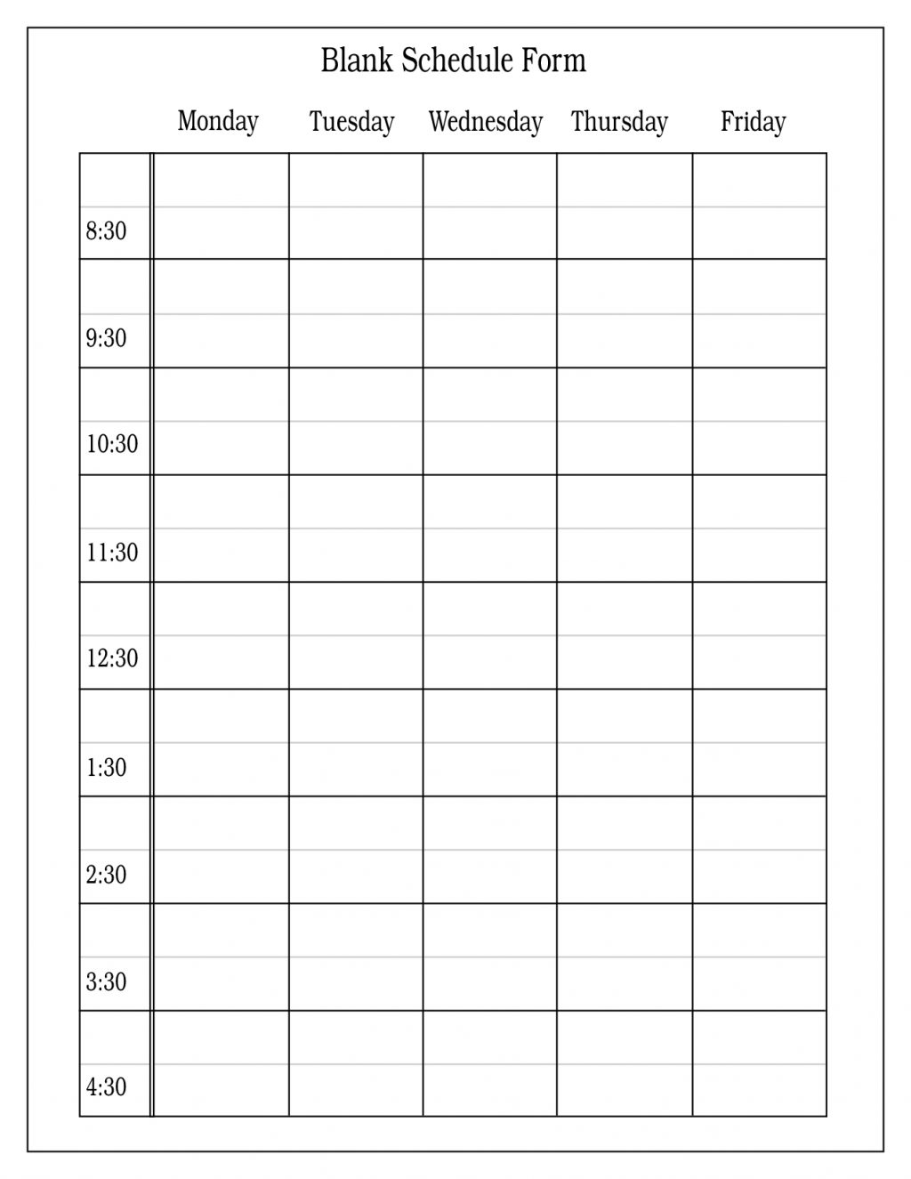 Summer Camp Schedule Template Blank
