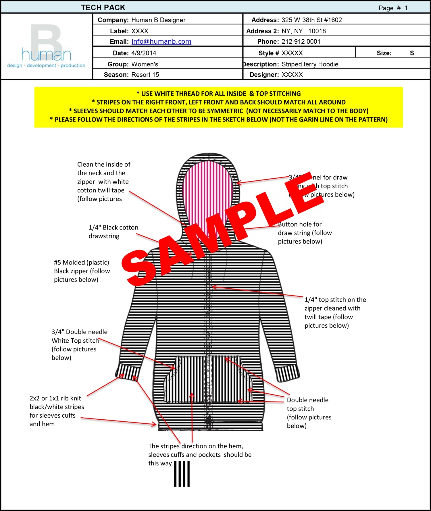 Tech Pack Template Apparel Manufacturing And Consulting Human B