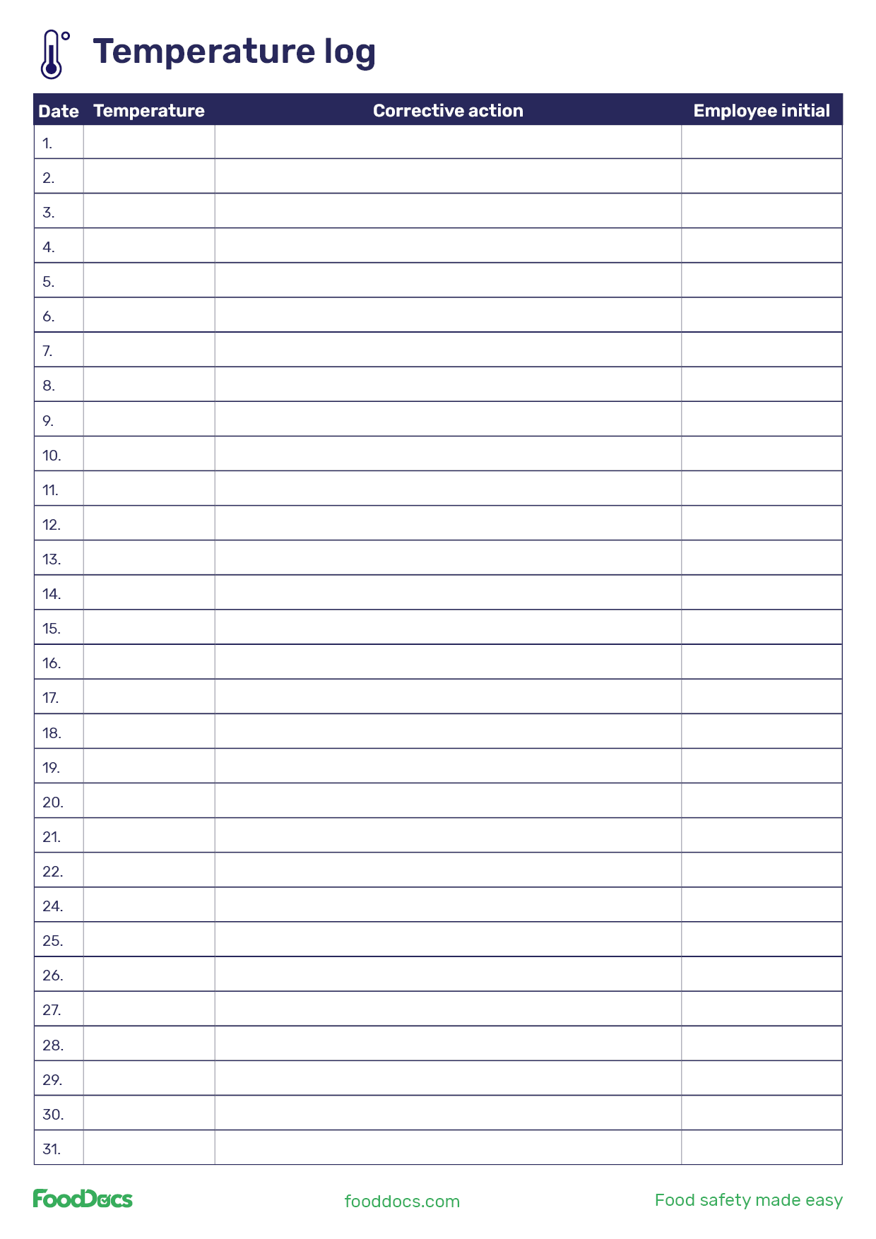 Temperature Log Sheet Download Free Template 54 OFF