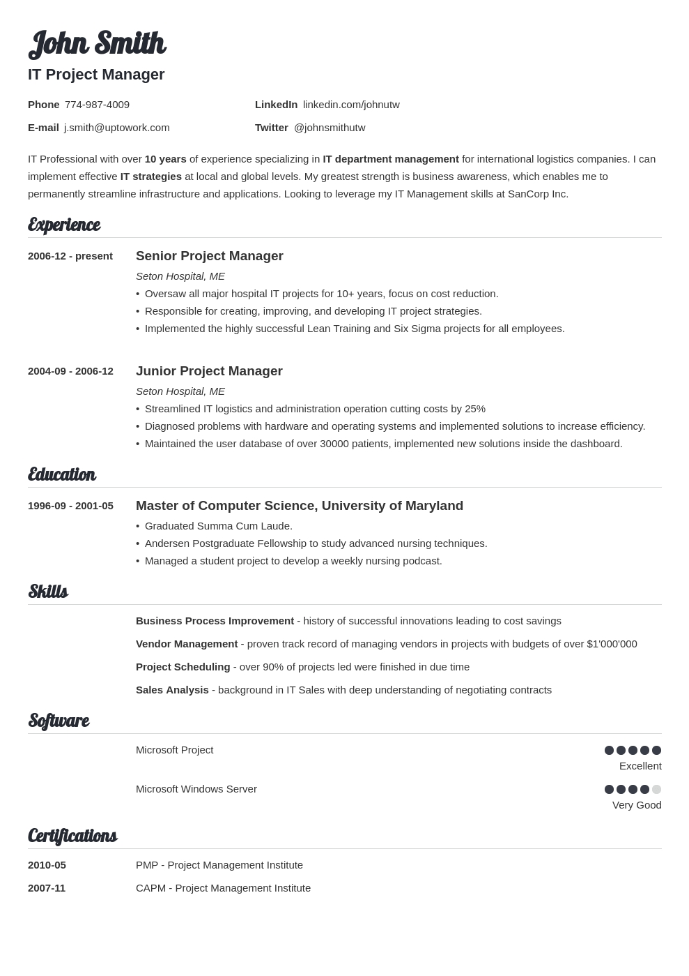 Downloadable Blank Resume Templates