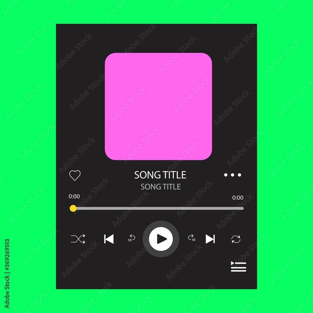 Template Music Player For Handphone Spotify Template Stock Vector