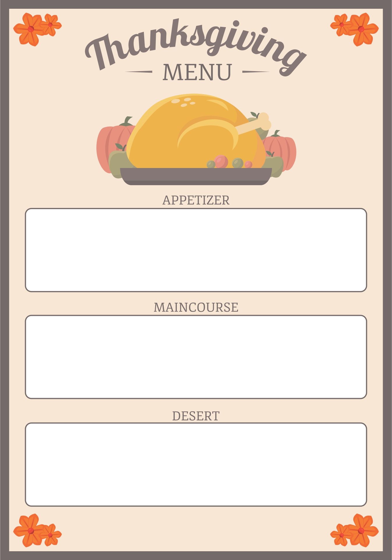 Thanksgiving Menu Blank Template 13 Free PDF Printables Printablee