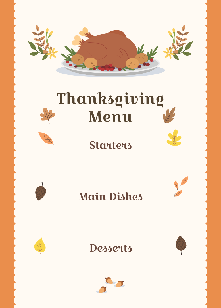 Thanksgiving Menu Template Word
