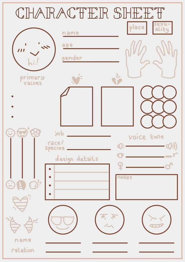 The Character Sheet Is Shown With Hand Gestures And Other Things To